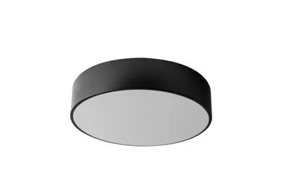 A black and white ceiling lamp on a white background.