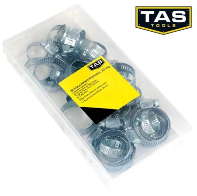 Image de TAS Jeu de colliers de serrage pour tuyaux 30 pièces galvanisées Collier de serrage de rechange Box