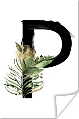 Produktbild von MuchoWow® Poster Schwarz - Alphabet - Buchstabe P 120x180 cm - Kunstposter