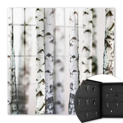 Produktbild von Metall Schlüsselkasten 30 x 30 cm - schwarzer Schlüsselschrank zur Wandmontage - wandhängende Schlüsselbox mit Tür - nach links öffnend - Schlüsselaufbewahrung für Flur - Büro - Arbeitszimmer - Werkstatt - Garage - Birkenstämme