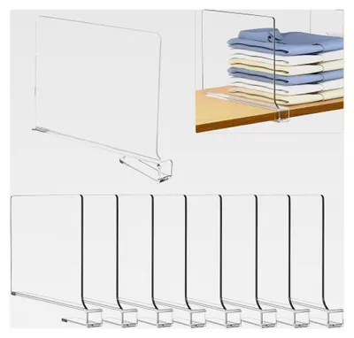 Produktbild von 8 Stück transparente Acryl-Regaltrenner, multifunktionale Regaltrennwand, 30x20cm Regalteiler für Kleiderschränke, Küchen und Organisation