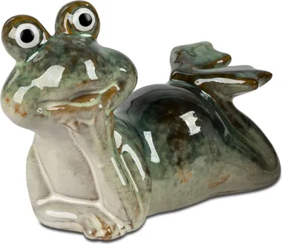 Produktbild von Dekofigur Frosch STEINOPTIK liegend L. 16cm grau grün aus Steinzeug Formano S26