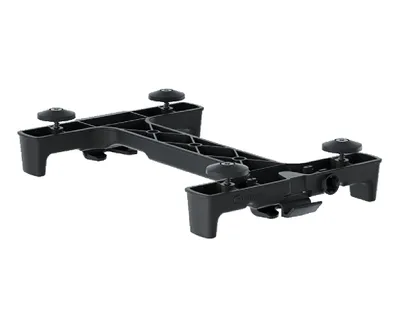 A black plastic racktime system adapter is shown against a white background.