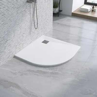 Produktbild von AQUALAVOS Duschwanne Viertelkreis 90x90cm SMC weiß flach Antirutsch