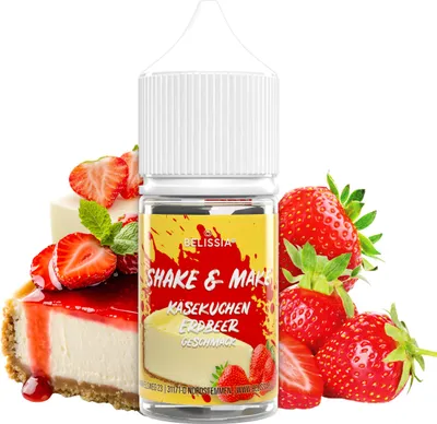 Produktbild von Belissia Shake and Make Käsekuchen-Erdbeer Refill - 30 ml hochdosiertes Lebensmittelaroma - zum Nachfüllen - Für Backen, Speisen, Getränke uvm