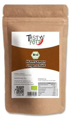 Produktbild von Tasty Pott  Hanfsamen naturbelassen & ungeschält - 1kg Beutel