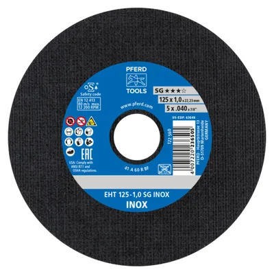 Produktbild von PFERD 61341116, Schneidedisk, Edelstahl, 12,5 cm, Jede Marke, Flache Mitte, 2,22 cm