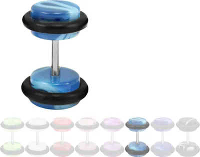 Produktbild von Fake Plug Ohrstecker in Acryl marmoriert Größe - 8 mm Farbe - Hellblau