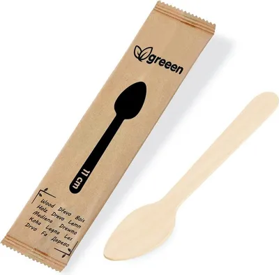 Obrázek produktu pro Lžička kávová dřevěná jednotlivě balená 11 cm - 100 ks