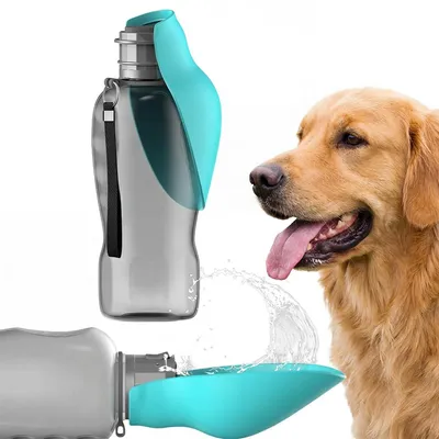Produktbild von Tragbare Haustier-Wasserflasche, 800 ml Edelstahl-Wasserflasche für Hunde, auslaufsicherer Reise-Trinknapf für Katzen,  für Spaziergänge und Wandern