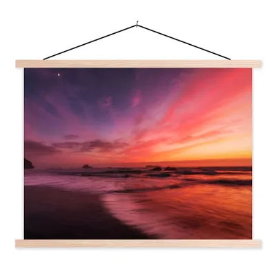 Produktbild von MuchoWow® Textilposter Strand - Meer - Natur - Abend 40x30 cm mit holzfarbenen Rahmen - Bilder