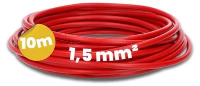 Zdjęcie produktu dla 10 metrów przewodu instalacyjnego H07V-K, 1,5 mm², czerwony - elastyczny przewód wielożyłowy