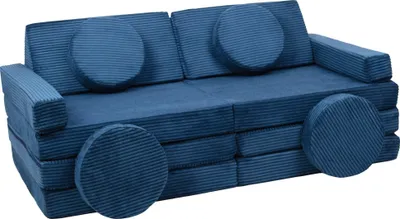 Zdjęcie produktu dla Sofa Modułowa Dla Dziecka, Klocki Piankowe Z Kierownicą (Kolor: Granatowy (Sztruksowy))