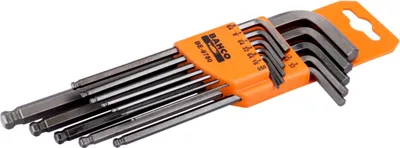 Produktbild von Bahco Winkelschraubendreher-Satz (Zoll), Sechskant mit Kugelkopf, lange Ausführung, phosphatiert - 12-tlg.