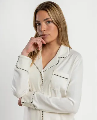 Imagen del producto de Admas Pearl: Pijama abierto para mujer, manga larga, color cava, talla L