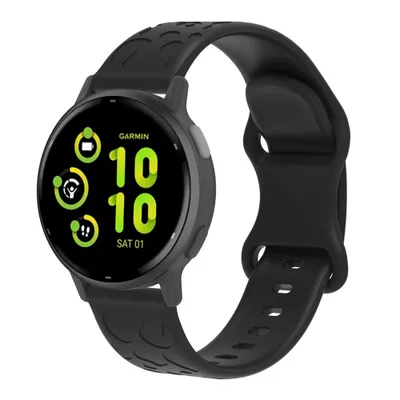 Produktbild von FFO2World 22-mm Silikonarmband mit Leopardenmuster – Für Samsung Galaxy Watch 3/46 mm & Gear S3, Polar Vantage, Garmin Vivoactive 4 – Schwarz