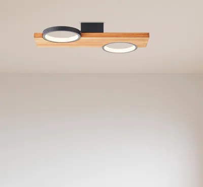 Produktbild von LED-Deckenlampe, 40 x 25 cm, 1400lm, 3000K, Holz/Metall, natur/schwarz