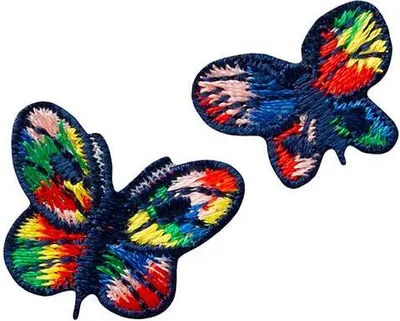 Produktbild von Mono Quick 04071 bunte Schmetterlinge, 2 Stück, Bügelbild, Patch, ca.1,6 bis 2,0 cm