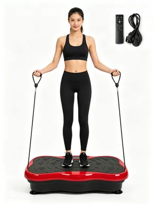 Produktbild von Vibrationsplatte Bluetooth LCD Fitness Abnehmen Fitnessgeräte Oszillierende Trainingsplattform.Schwarz-rot