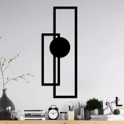 Immagine prodotto di Wallity, Astratto-1, Accessorio decorativo da parete in metallo, Nero, 100 % METALLO, 32 x 85 cm