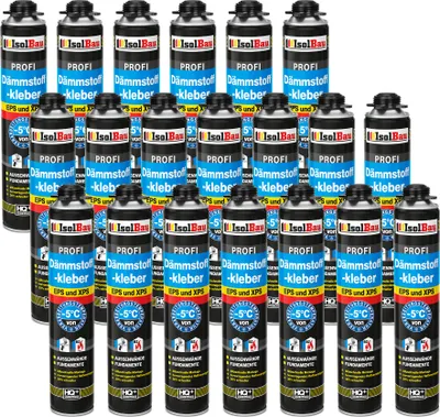 Produktbild von Isolbau B2 Dämmstoffkleber - 20 x 750 ml Perimeterkleber für EPS- & XPS-Platten - 1K PolyurethanKlebeschaum für Dämmung und Isolieren