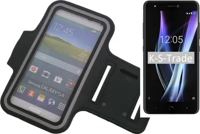 Produktbild von Kompatibel mit BQ Aquaris X Pro Neopren Jogging Armband Sportarmband Oberarmband schwarz kompatibel mit BQ Aquaris X Pro mit Reflektor Streifen.