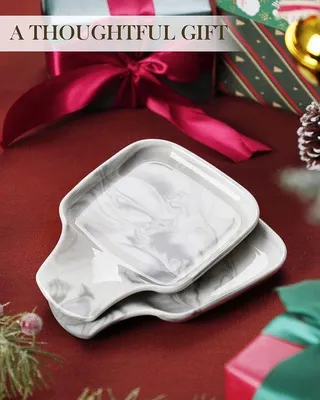 Zdjęcie produktu dla Uchwyt na łyżki kuchenne, porcelanowy, szary, 2-częściowy, niekapący