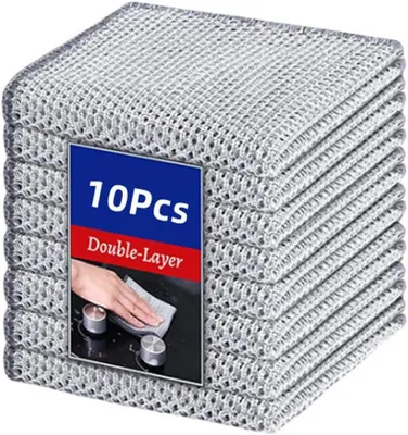 Imagen del producto de Paños de limpieza de microfibra, resistentes a los arañazos, 10 unidades de 20x20 cm, reutilizables, para la cocina