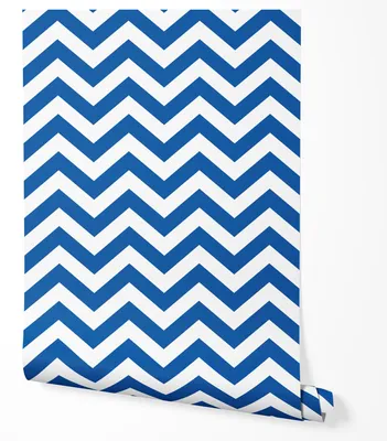 Produktbild von Vliestapete Blau Weiß Chevron Zickzack Muster Modern Tapete Wohnzimmer Schlafzimmer Küche Flur Wanddeko UV-beständige Tapete 5m x 0.5m