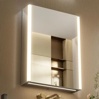LED-Badspiegelschrank 55x70 cm, dimmbar, Anti-Beschlag, USB
