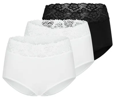 Produktbild von Nina von C. 3er Pack Slipboutique Taillen Slip Mit transparentem Spitzenbund, Weich, atmungsaktiv und hautfreundlich, Taillenhoher Sitz mit Po bedeckender Form