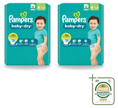 Obrázek produktu pro 2 kusy plen Pampers Baby-Dry, velikost 6 - balení
