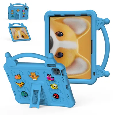 Image de Étui pour iPad Pro 11 pouces (modèles 2025/2024/2022/2021/2020/2018) avec protection antichoc en EVA, poignée et fonction support. Couleur : bleu