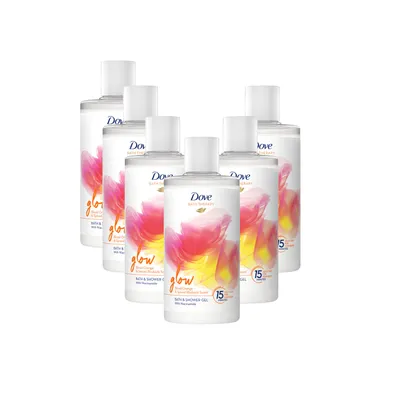 Produktbild von Dove Bath Therapy Bad & Duschgel Glow: verwöhnendes Bad & Dusch Gel mit Premium-Inhaltsstoffen 400 ml 6 Stück