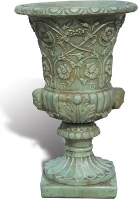 Produktbild von Casa Padrino Luxus Barock Blumentopf Antik Grün Ø 49 x H. 78 cm - Handgefertigter Barockstil Pflanzentopf aus hochwertigem Carrara Marmorkies - Barock Garten Deko - Luxus Qualität -  Italy
