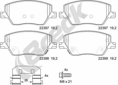 Produktbild von BRECK Bremsbeläge Satz Vorne Bremsklötze für FIAT TIPO Kombi (356) 22397 00 701 00