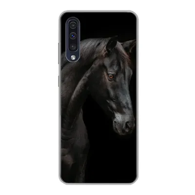 Produktbild von MuchoWow® Handyhülle Schutzhülle Hülle für Samsung Galaxy A30s Pferd - Tier - Schwarz Silikon Softcase Handy Hülle - Karteninhaber