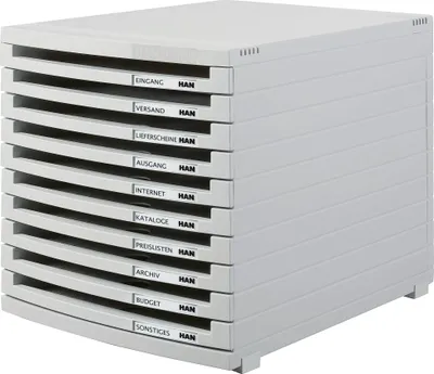 Produktbild von HAN 1510-0-11 Schubladenbox, Lichtgrau, 10 flach