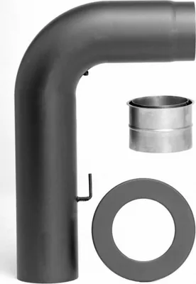 Produktbild von Rauchrohrset Ø 150 mm gezogen inkl. Rosette & Mauermuffe Schwarz 700 x 450 mm