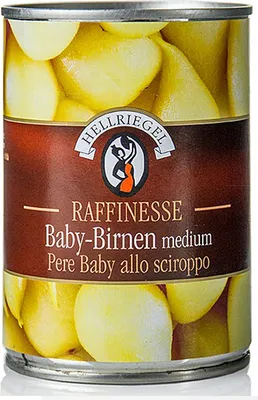 Produktbild von Hellriegel Raffinesse Baby Birnen medium leicht gezuckert 400g