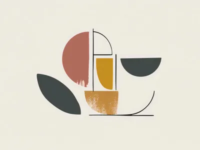 Produktbild von Poster Farbensphäre, abstraktes Wandbild mit geometrischen Formen im Boho-Stil, 40x30cm