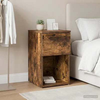 Image de vidaXL Armoire de lit en bois imitation chêne fumé, 29 x 31,5 x 49 cm