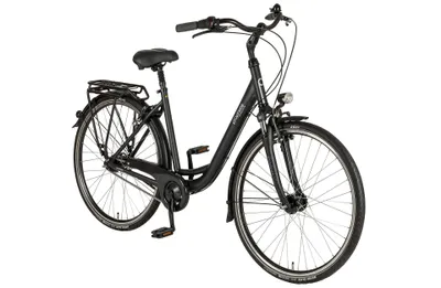 Produktbild von PROPHETE GENIESSER 500 Cityrad 28" Schwarz Matt – Shimano Nexus 7-Gang, Nabendynamo, LED-Beleuchtung, Federgabel, Wave Alurahmen 50 cm