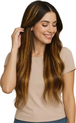 Produktbild von Glitzer Haar Strähnen | 3 Stück Farbe: Gold