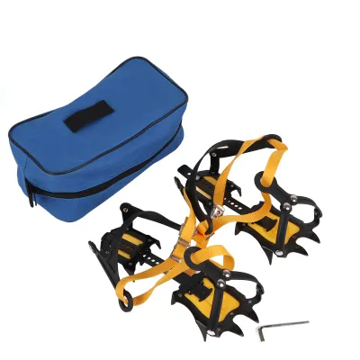 Obrázok produktu pre 1 pár mačiek s 10 zubami, viazanie popruhom, úchyty na ľad, protišmykové hroty na turistiku