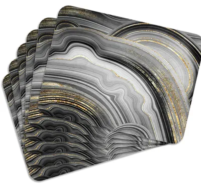 Produktbild von MG Design Set aus 6 Kork-Platzsets - Magma Black - 30 x 40 cm - hitzebeständig & abwischbar, mit Korkrückseite