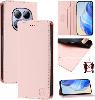 Image de Étui en cuir pour Xiaomi Redmi Note 15 Pro 4G, étui à rabat avec compartiments pour cartes, portefeuille et support Rose