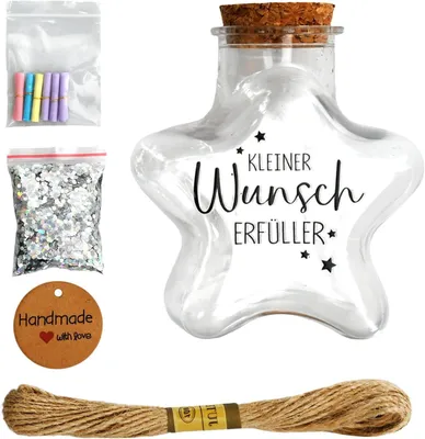 Productafbeelding van Decoratieve wensvuller geld geschenkfles met kurk - Inclusief kleurrijke wenspapierrollen en kleine