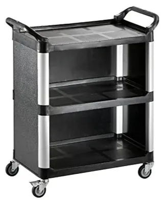 Servierwagen, Kunststoff, schwarz, 43x84,5x95 cm, 3 Böden