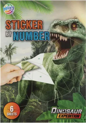 Obrázek produktu pro Naklejki po numerach Dinozaury A4, 6 wzorów